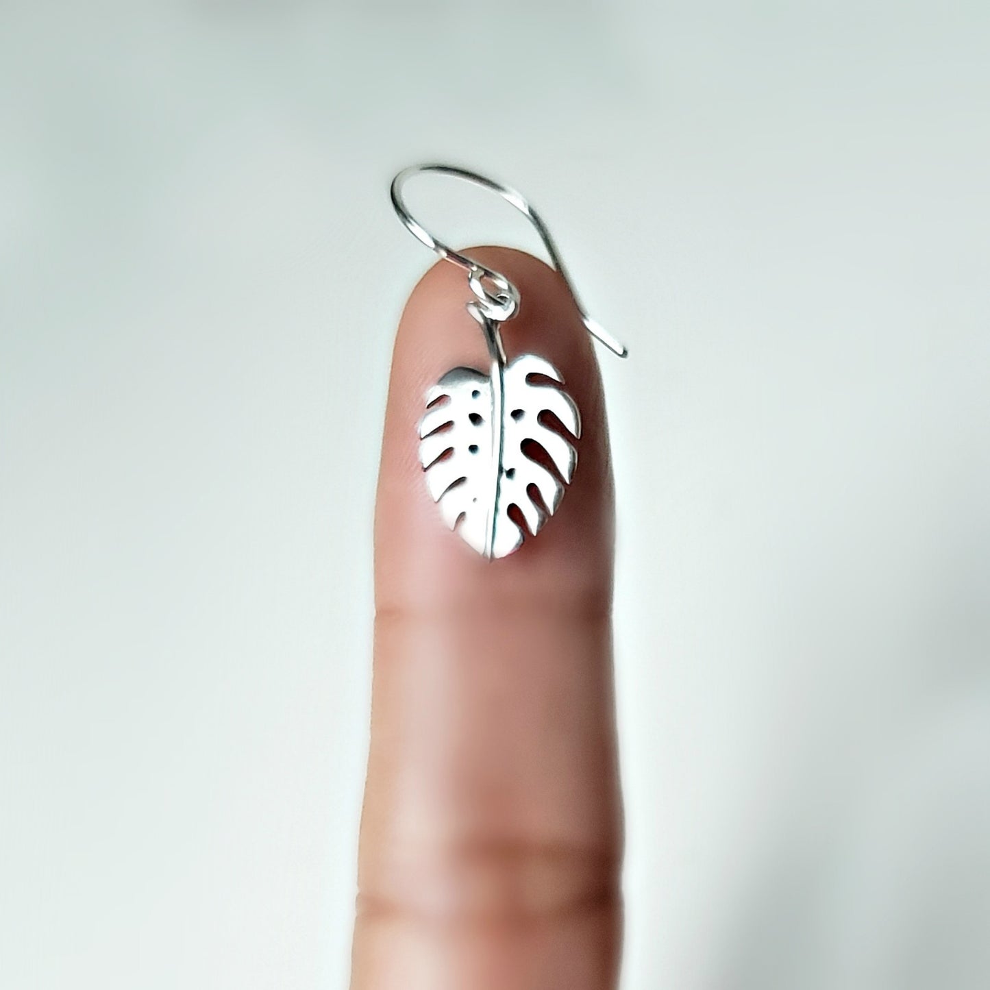 Sterling Silver Small Monstera Leaf Earrings -- EF0170