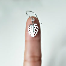 Load image into Gallery viewer, Sterling Silver Small Monstera Leaf Earrings -- EF0170
