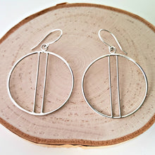 Load image into Gallery viewer, Sterling Silver Circle Earrings with Bars -- E240
