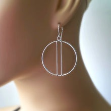 Load image into Gallery viewer, Sterling Silver Circle Earrings with Bars -- E240
