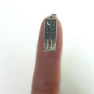 Sterling Silver Pine Trees with Night Sky Charm -- EF0172