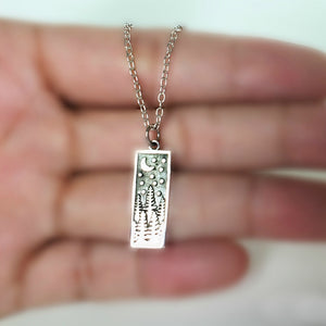 Sterling Silver Pine Trees with Night Sky Charm -- EF0172