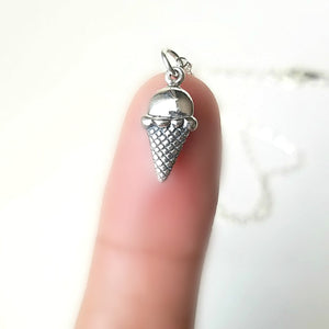 Sterling Silver Ice Cream Cone Charm -- EF0175