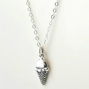 Sterling Silver Ice Cream Cone Charm -- EF0175