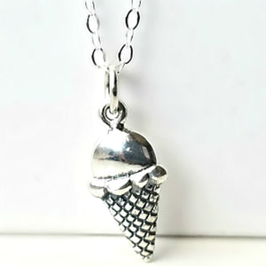 Sterling Silver Ice Cream Cone Charm -- EF0175