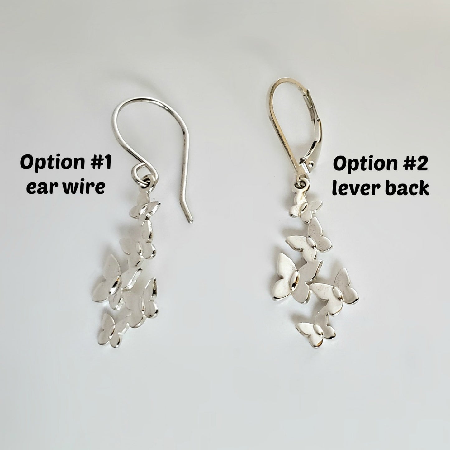 Sterling Silver Butterfly Cluster Earrings -- E258