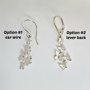 Sterling Silver Butterfly Cluster Earrings -- E258