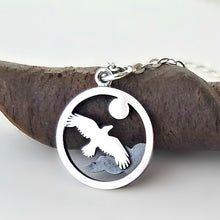 Load image into Gallery viewer, Sterling Silver Flying Raven Charm -- EF0185
