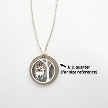 Load image into Gallery viewer, Sterling Silver Deer in Woods Charm/Necklace -- N222
