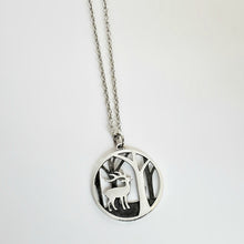 Load image into Gallery viewer, Sterling Silver Deer in Woods Charm/Necklace -- N222
