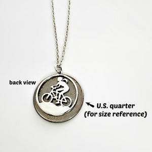 Sterling Silver Mountain Biker Girl Charm -- EF0194