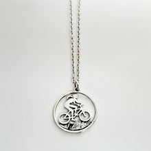Load image into Gallery viewer, Sterling Silver Mountain Biker Girl Charm -- EF0194
