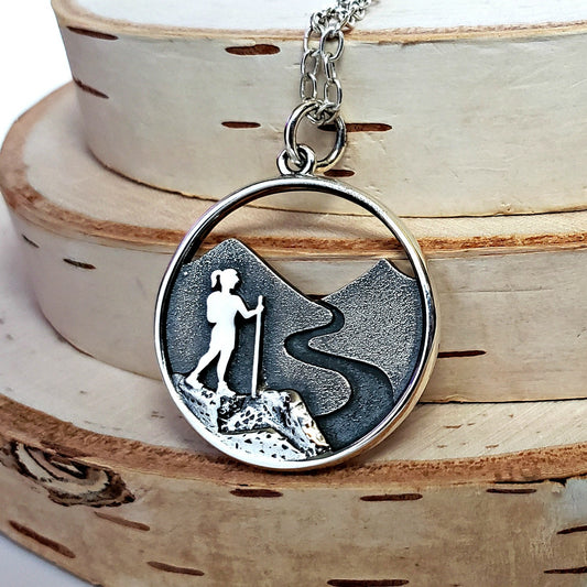 Sterling Silver Hiker Girl Charm -- EF0195