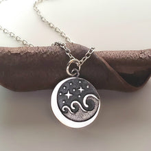 Load image into Gallery viewer, Sterling Silver Starry Night Wave Charm -- EF0197
