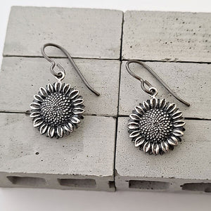 Sterling Silver Sunflower Dangle Earrings -- EF0204
