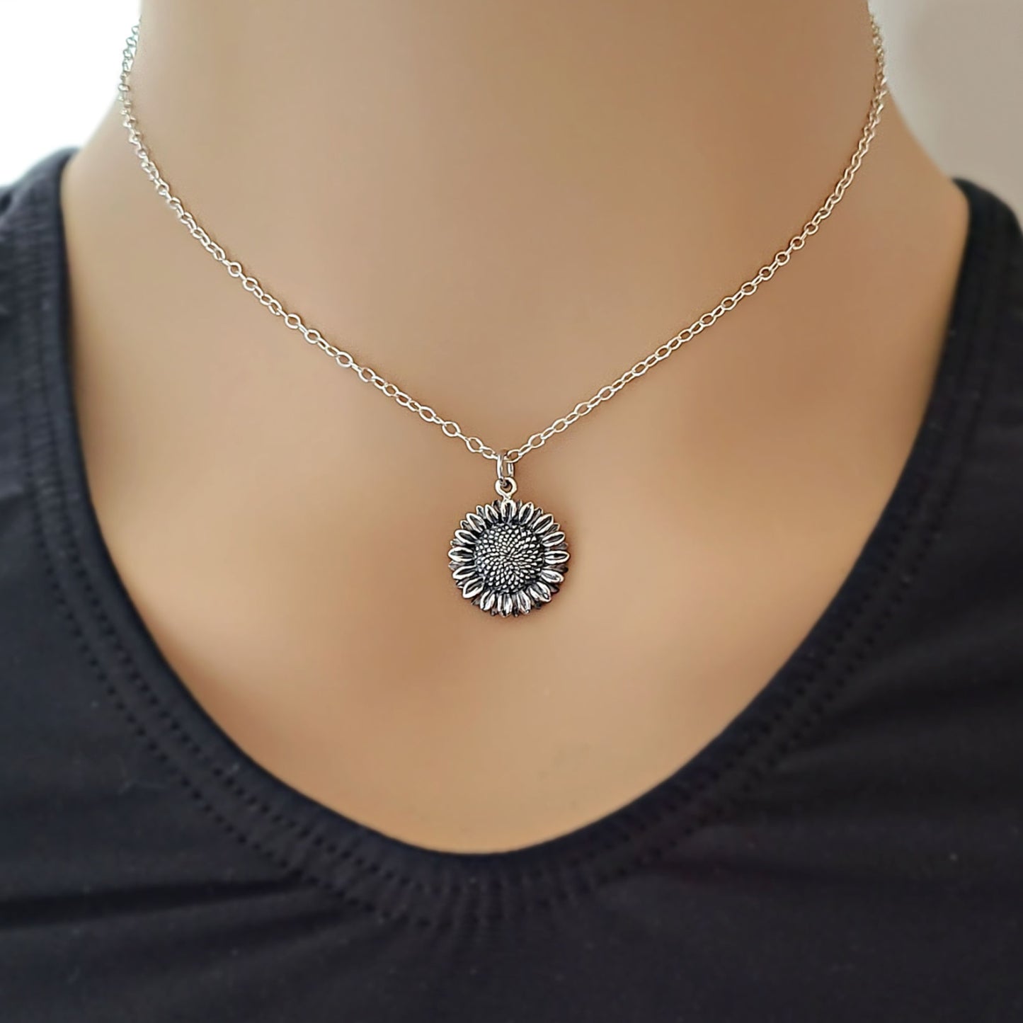 Sterling Silver Sunflower Charm -- EF0205