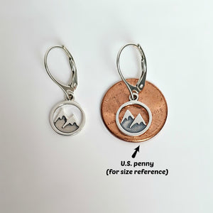 Sterling Silver Snow Capped Mountain Earrings -- E261
