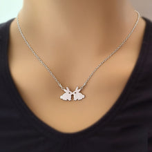 Load image into Gallery viewer, Sterling Silver Kissing Rabbits Necklace -- EF0208
