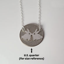 Load image into Gallery viewer, Sterling Silver Kissing Rabbits Necklace -- EF0208
