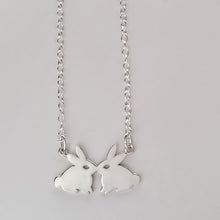 Load image into Gallery viewer, Sterling Silver Kissing Rabbits Necklace -- EF0208
