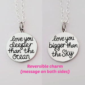 Sterling Silver Reversible Love Message Pendant -- EF0213