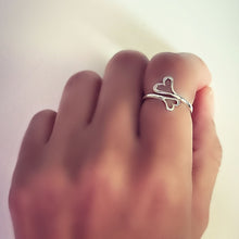 Load image into Gallery viewer, Sterling Silver Adjustable Double Heart Ring
