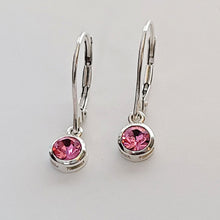 Load image into Gallery viewer, Sterling Silver Birthstone Dangle Earrings -- E265
