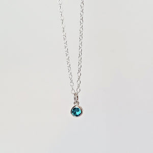 Sterling Silver Birthstone Charm Necklace -- EF0219