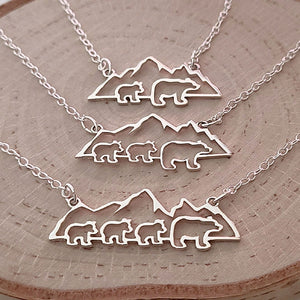 Sterling Silver Mountain with Bears Necklaces -- EF0223