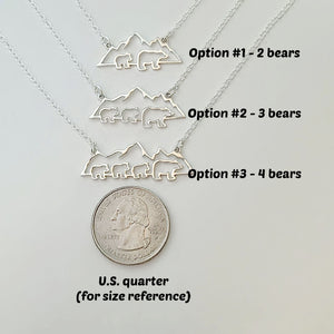 Sterling Silver Mountain with Bears Necklaces -- EF0223