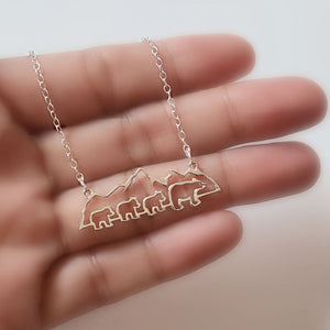 Sterling Silver Mountain with Bears Necklaces -- EF0223