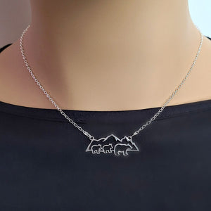Sterling Silver Mountain with Bears Necklaces -- EF0223