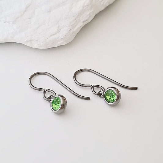 Hypoallergenic Birthstone Dangle Earrings -- E268