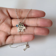 Load image into Gallery viewer, Sterling Silver Mama Bear Necklace with Birthstone Charms -- EF0227
