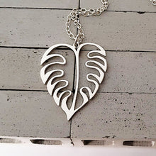 Load image into Gallery viewer, Sterling Silver Openwork Monstera Leaf Charm/Necklace -- N256
