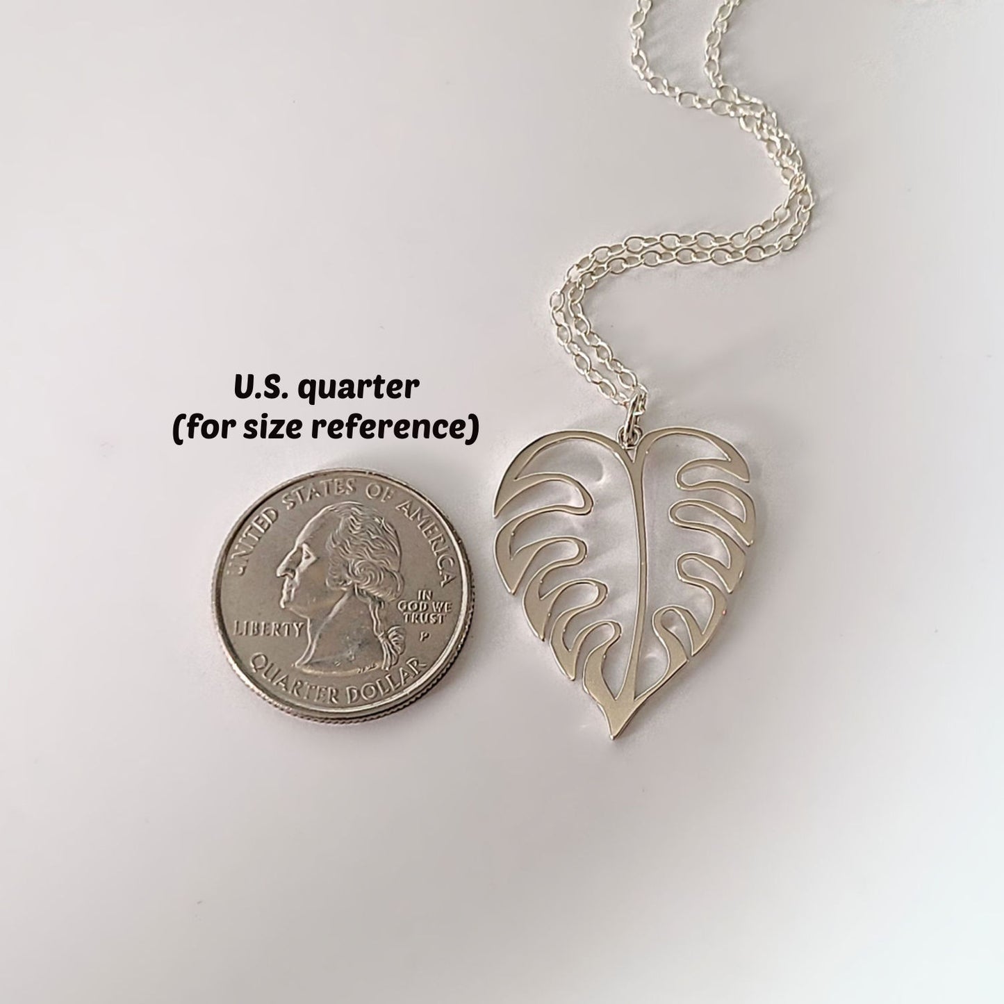 Sterling Silver Openwork Monstera Leaf Charm/Necklace -- N256