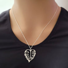 Load image into Gallery viewer, Sterling Silver Openwork Monstera Leaf Charm/Necklace -- N256
