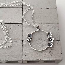 Load image into Gallery viewer, Sterling Silver Cherry Blossom Circle Charm -- EF0230
