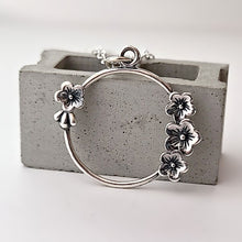 Load image into Gallery viewer, Sterling Silver Cherry Blossom Circle Charm -- EF0230
