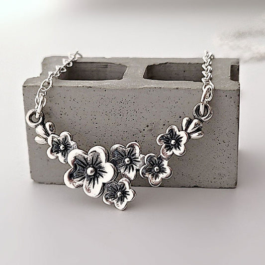 Sterling Silver Cherry Blossom Necklace -- EF0231