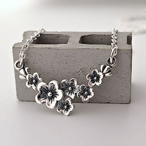 Sterling Silver Cherry Blossom Necklace -- EF0231