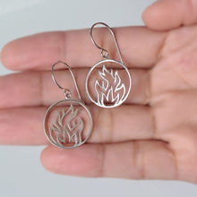 Load image into Gallery viewer, Sterling Silver Openwork Fire Dangle Earrings -- E271
