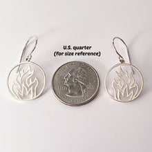 Load image into Gallery viewer, Sterling Silver Openwork Fire Dangle Earrings -- E271
