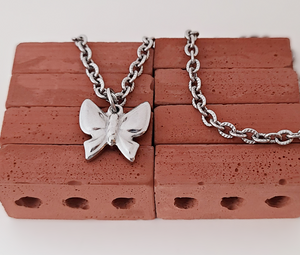 Stainless Steel Butterfly Charm Necklace -- EF0243