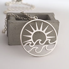 Load image into Gallery viewer, Sterling Silver Sun and Waves Charm -- EF0255
