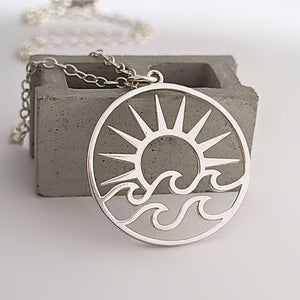 Sterling Silver Sun and Waves Charm -- EF0255