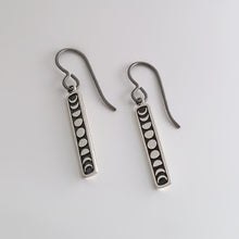 Load image into Gallery viewer, Sterling Silver Moon Phase Dangle Earrings -- E273
