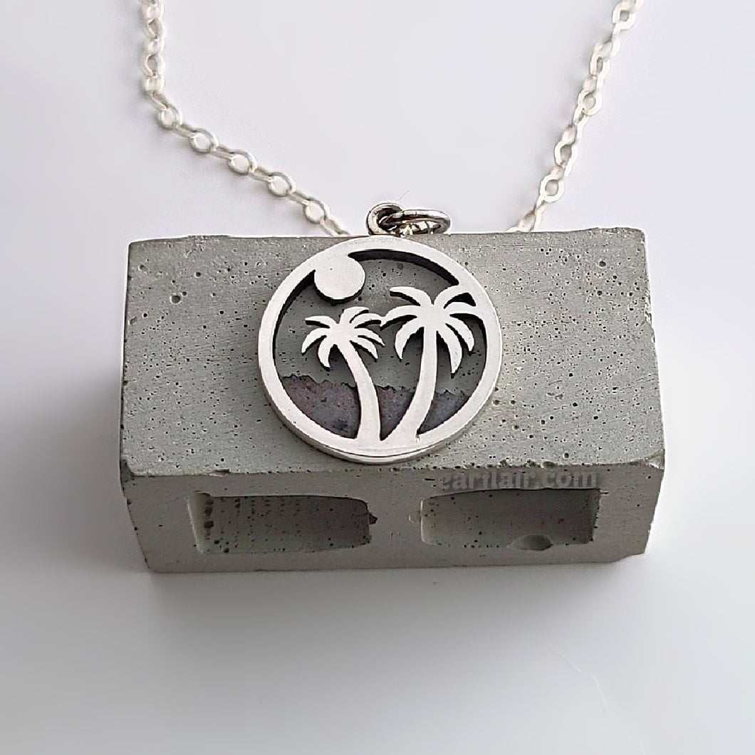 Sterling Silver Palm Trees Charm -- EF0260