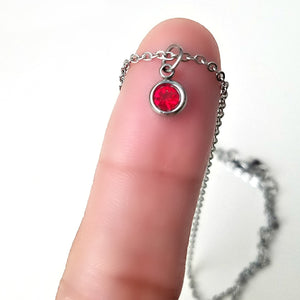 Stainless Steel Birthstone Charm Necklace