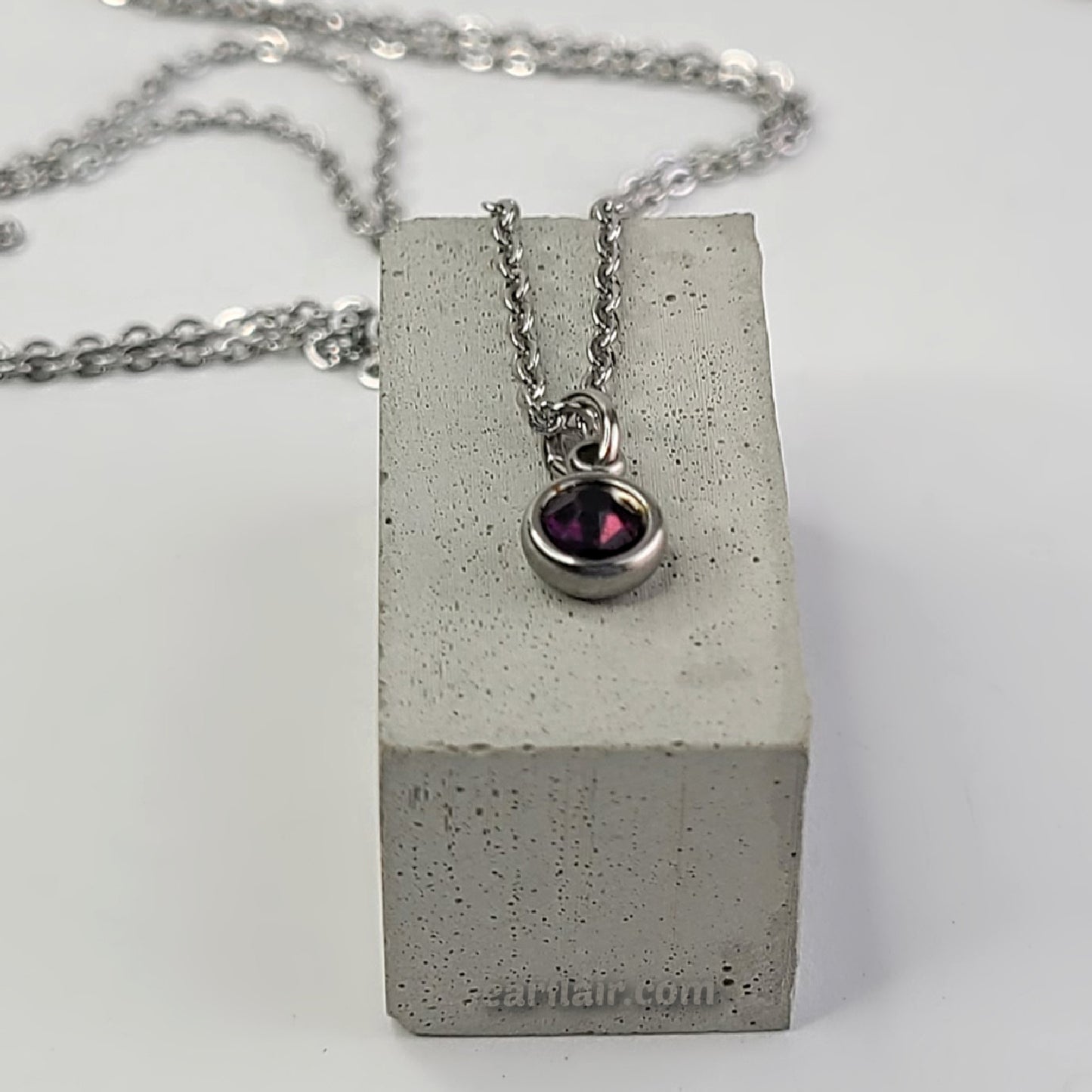 Stainless Steel Birthstone Charm Necklace